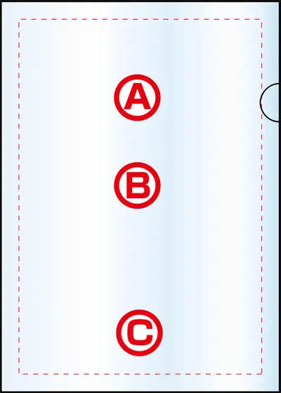 1色・1ヵ所押し A4クリアホルダー 印刷範囲