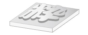 社章の加工タイプ ①プレス凹凸研摩仕上げ 銀色+凹凸(艶仕上げ)
