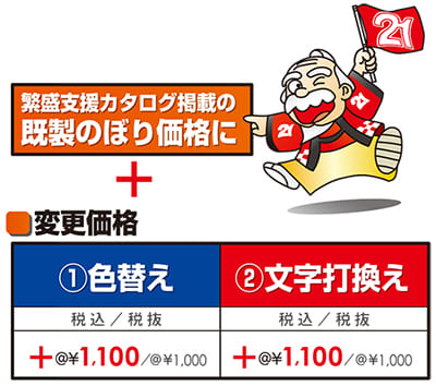 既成のぼり仕様変更価格