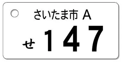 ナンバープレートキーホルダー 表面 自動二輪用 バランス見本 50-125cc