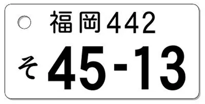 ナンバープレートキーホルダー 表面 乗用車用 バランス見本 地名2文字