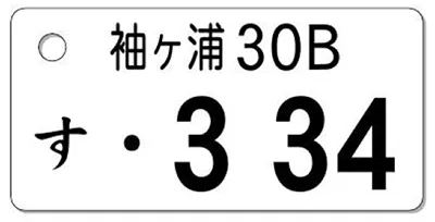 ナンバープレートキーホルダー 表面 乗用車用 バランス見本 地名3文字