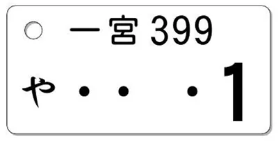 ナンバープレートキーホルダー 表面 乗用車用 バランス見本 ナンバー1桁