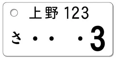 ナンバープレートキーホルダー レイアウト見本 ナンバー1桁