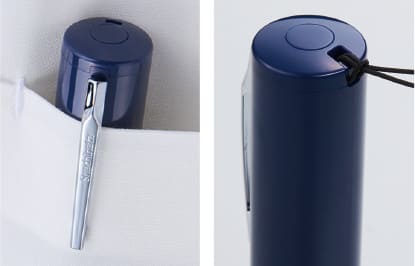 キャップレス6 携帯に便利なクリップとストラップ穴付き!