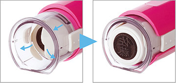 キャップレス9 スマートになつ印できるウイングシャッター機構!