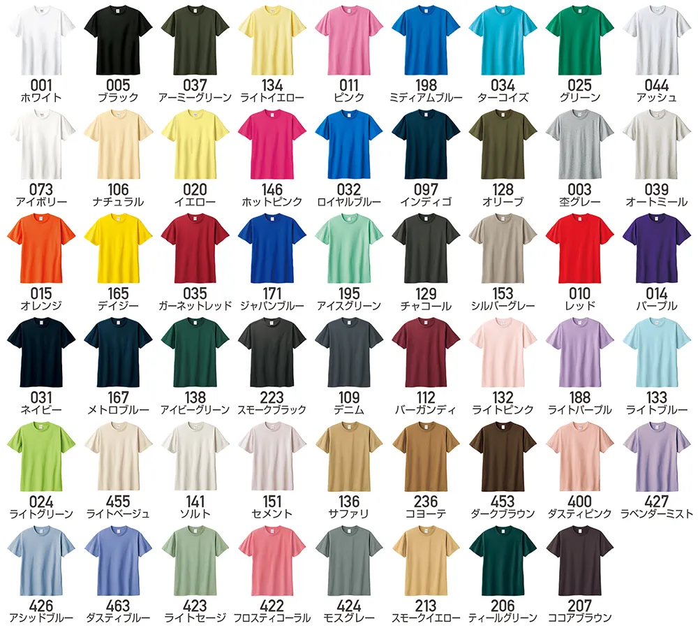 Tシャツのボディカラー