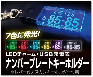 LEDチャームナンバープレートキーホルダー